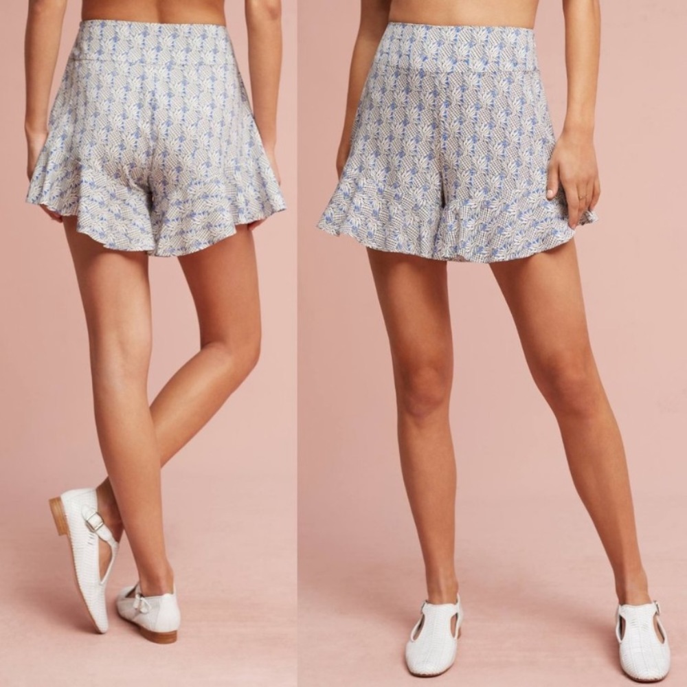 Anthropologie pineapple flutter hem shorts